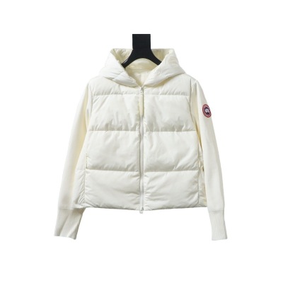 Canada goose  Plaid Hooded Knitted Jacket White 01