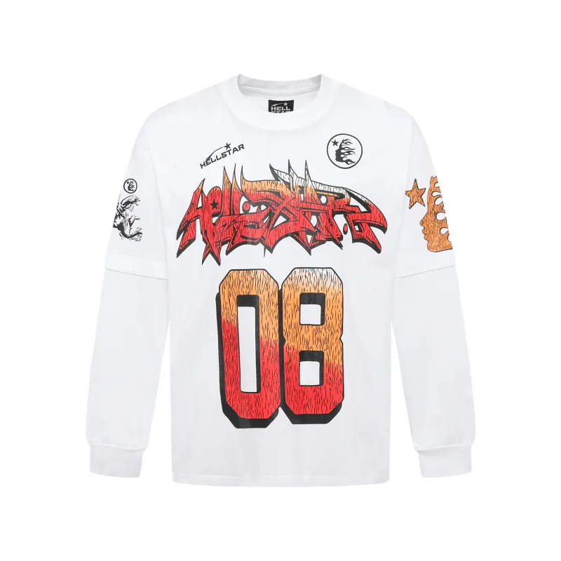 Hellstar ‘08’ Long-Sleeve T-Shirt D3231 Black/White