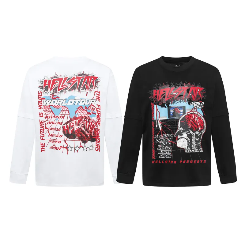Hellstar ‘Brain’ Long-Sleeve T-Shirt D3236 Black/White