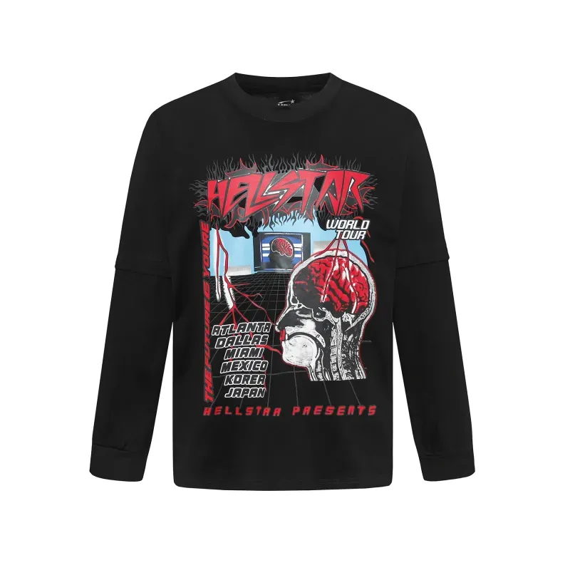 Hellstar ‘Brain’ Long-Sleeve T-Shirt D3236 Black/White