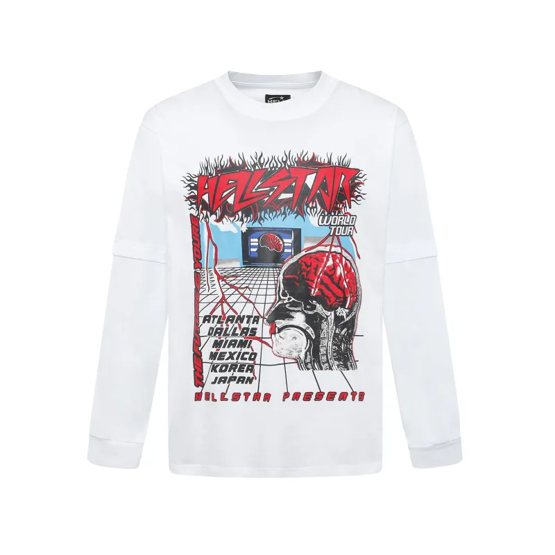 Hellstar ‘Brain’ Long-Sleeve T-Shirt D3236 Black/White