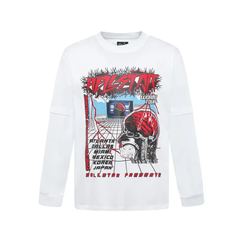 Hellstar ‘Brain’ Long-Sleeve T-Shirt D3236 Black/White