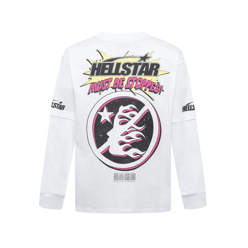 Hellstar Breaking News Long-Sleeve T-Shirt D3232 Black/White