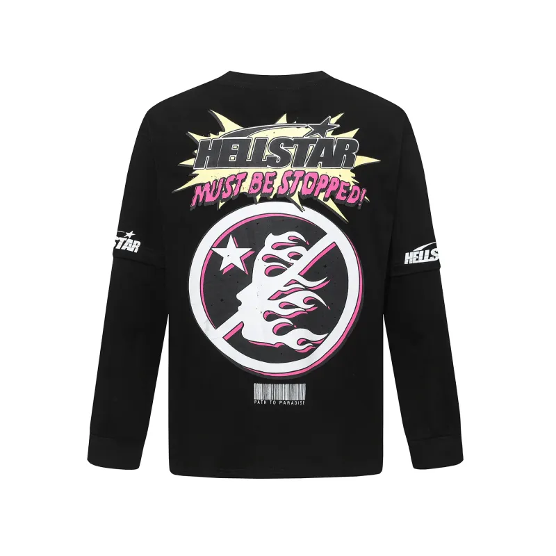 Hellstar Breaking News Long-Sleeve T-Shirt D3232 Black/White