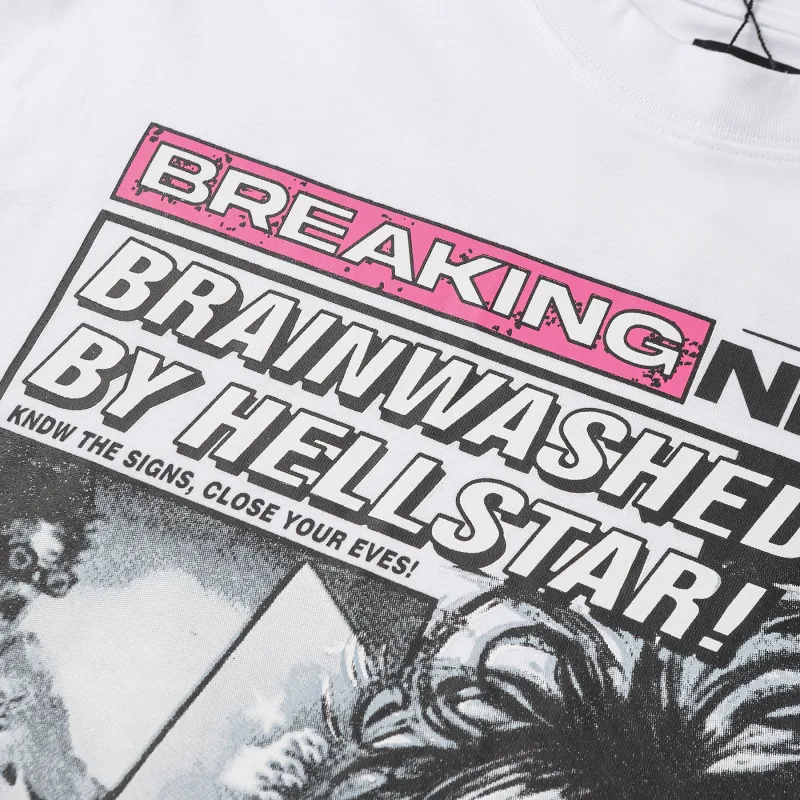 Hellstar Breaking News Long-Sleeve T-Shirt D3232 Black/White