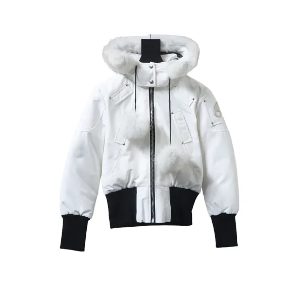 Moose Knuckles White Jacket White Wool Collar
