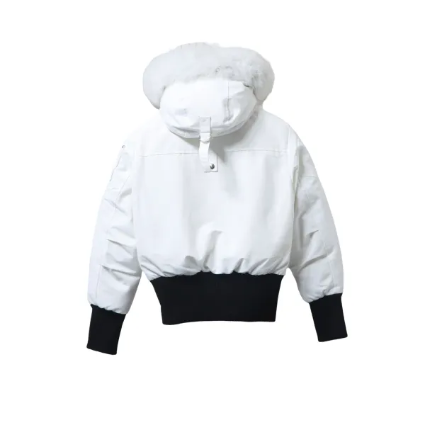 Moose Knuckles White Jacket White Wool Collar