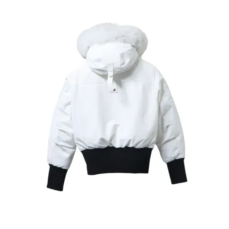 Moose Knuckles White Jacket White Wool Collar