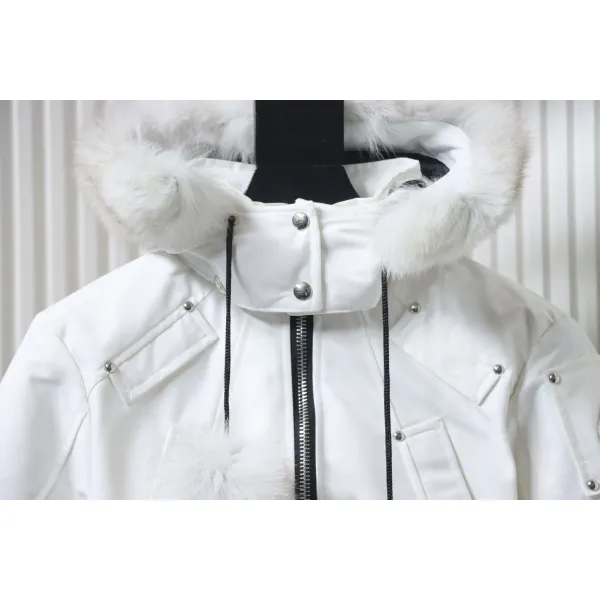 Moose Knuckles White Jacket White Wool Collar