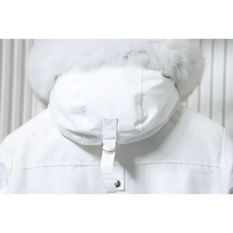 Moose Knuckles White Jacket White Wool Collar