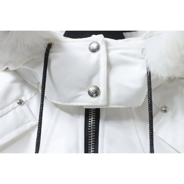 Moose Knuckles White Jacket White Wool Collar