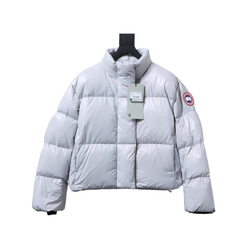 Canada goose  Short Large Plaid Puff Down Jacket White