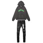 Sp5der Hoodie dark gray + Purple Brand Fashion Men Jeans 6