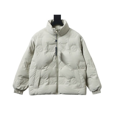 Louis Vuitton Embossed Zipper Down Jacket White 01
