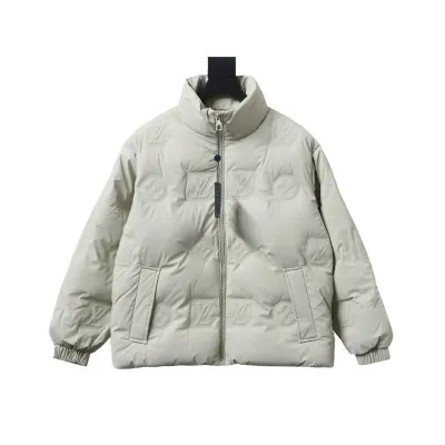 Louis Vuitton Embossed Zipper Down Jacket White 01