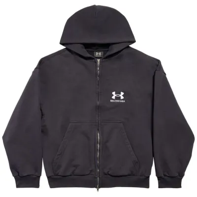 Balenciaga x Under Armour Zip Up Hoodie 'Black/White' 01
