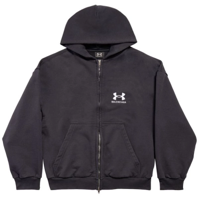 Balenciaga x Under Armour Zip Up Hoodie 'Black/White' 01
