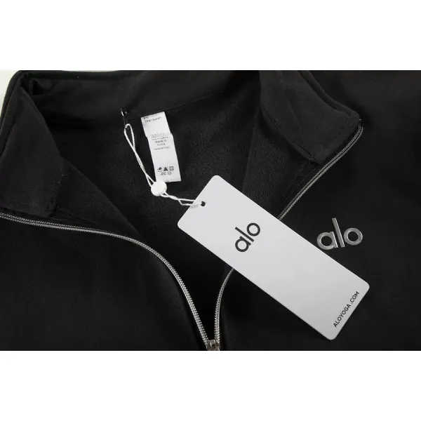 Alo Yoga Accolade 1/4 Zip Pullover Black Grey