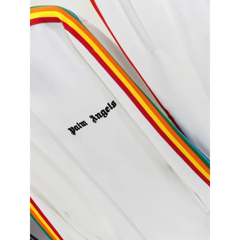  Palm Angels Zip-Up Striped Rainbow Classic Track Jacket & Pants Set White