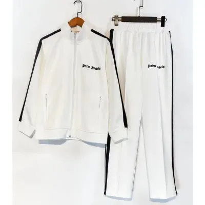Palm Angels Zip-Up Classic Track Jacket & Pants Set White 01