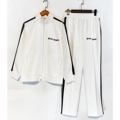 Palm Angels Zip-Up Classic Track Jacket & Pants Set White 01
