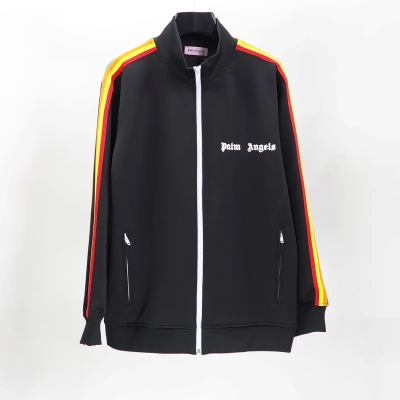Palm Angels Zip-Up Striped Rainbow Classic Track Jacket & Pants Set Black 02