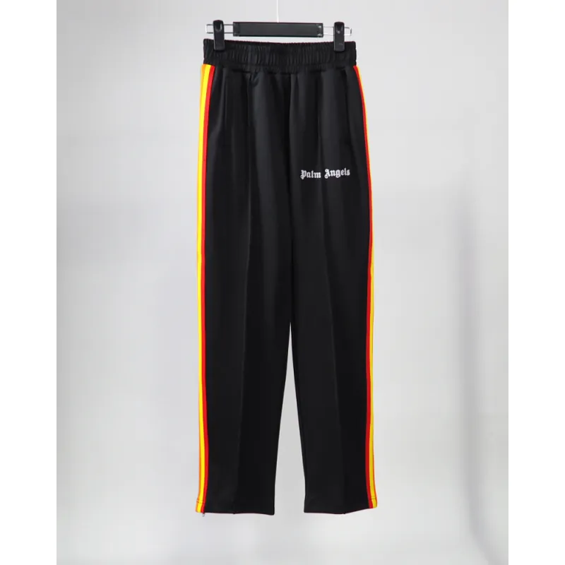 Palm Angels Zip-Up Striped Rainbow Classic Track Jacket & Pants Set Black