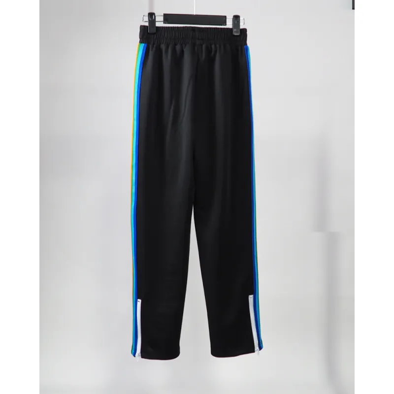 Palm Angels Zip-Up Striped Rainbow Classic Track Jacket & Pants Set Black