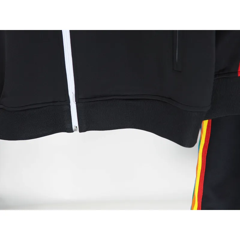 Palm Angels Zip-Up Striped Rainbow Classic Track Jacket & Pants Set Black