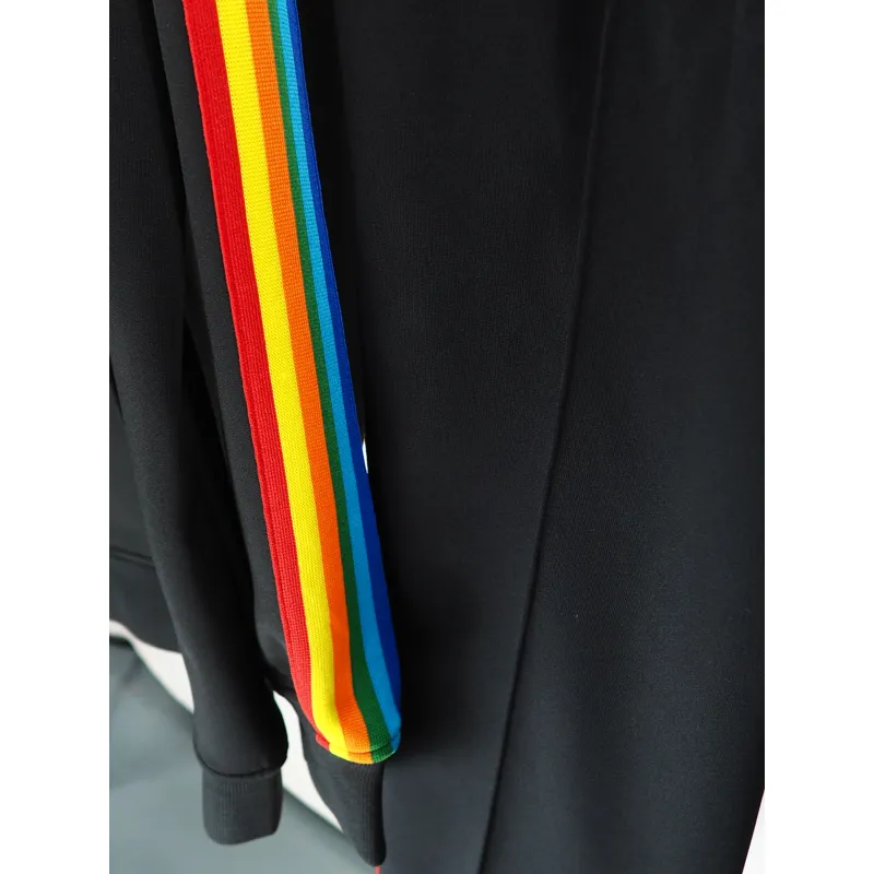 Palm Angels Zip-Up Striped Rainbow Classic Track Jacket & Pants Set Black