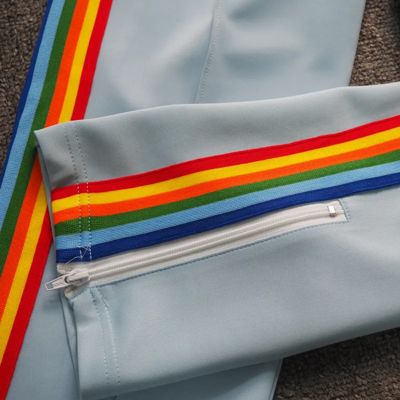 Palm Angels Zip-Up Striped Rainbow Classic Track Jacket & Pants Set Light Orchid