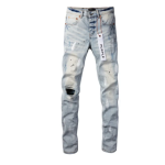 Chrome Hearts Horseshoe Baseball Shirt White/Black+Purple Brand Fashion Men Jeans 2