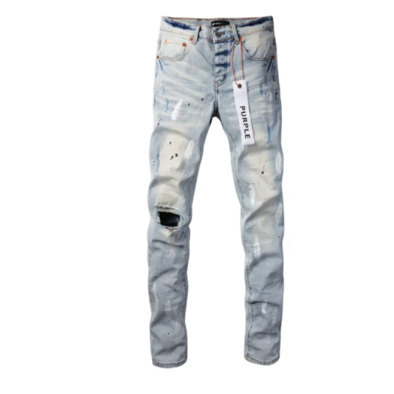 Chrome Hearts Horseshoe Baseball Shirt White/Black+Purple Brand Fashion Men Jeans 2