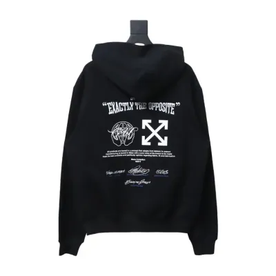  Off-White Logo Blue Embroidery Hoodie Black 01