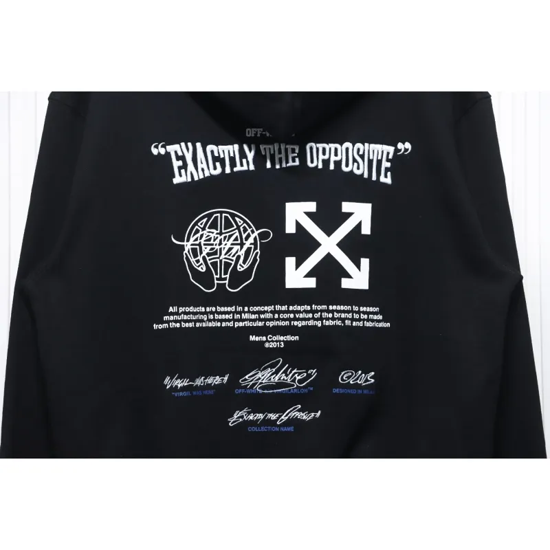 Off-White Logo Blue Embroidery Hoodie Black