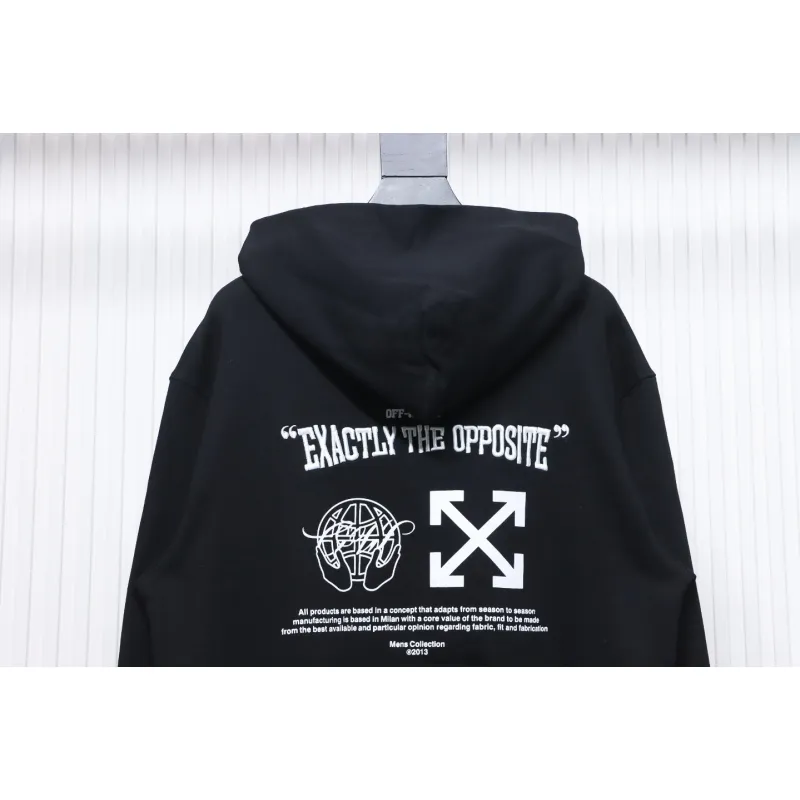 Off-White Logo Blue Embroidery Hoodie Black