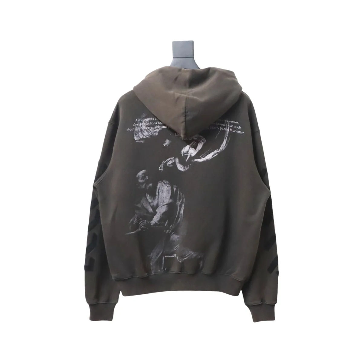 Off-White Logo Print Cotton Hoodie Brown Black