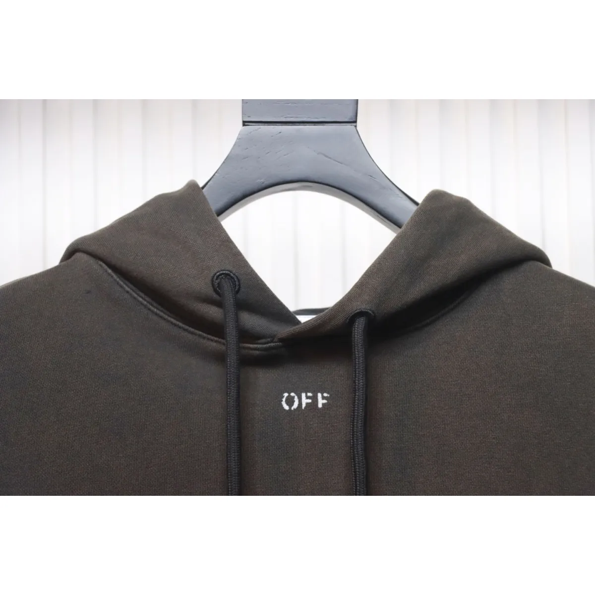 Off-White Logo Print Cotton Hoodie Brown Black