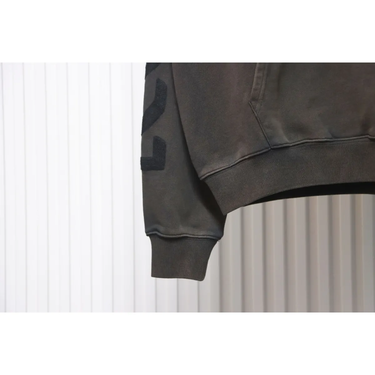 Off-White Logo Print Cotton Hoodie Brown Black