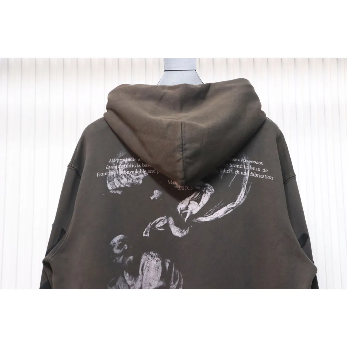 Off-White Logo Print Cotton Hoodie Brown Black