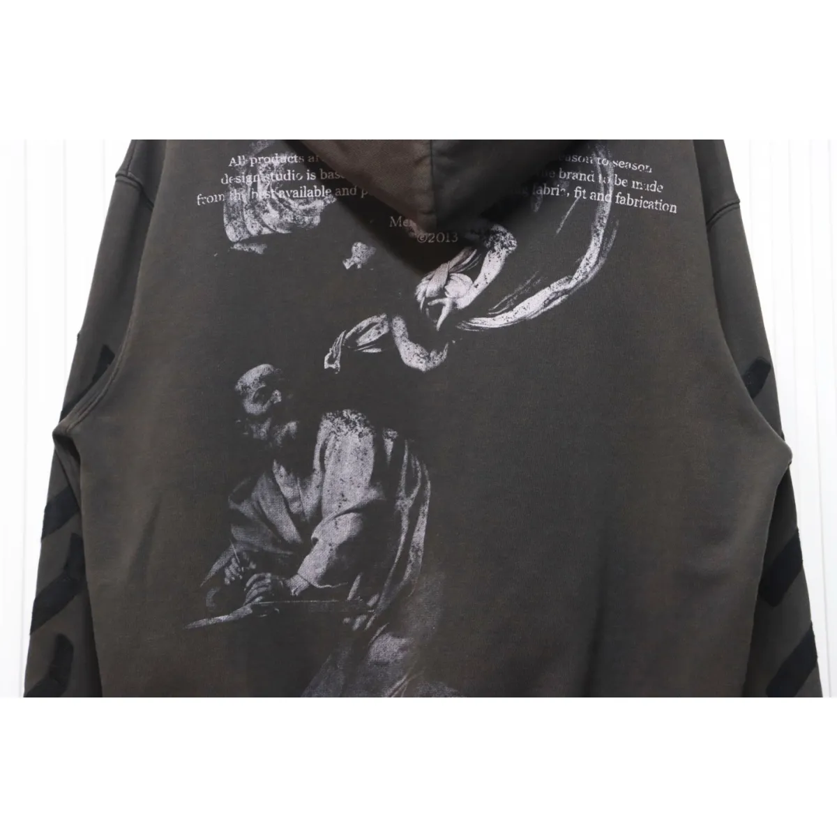 Off-White Logo Print Cotton Hoodie Brown Black