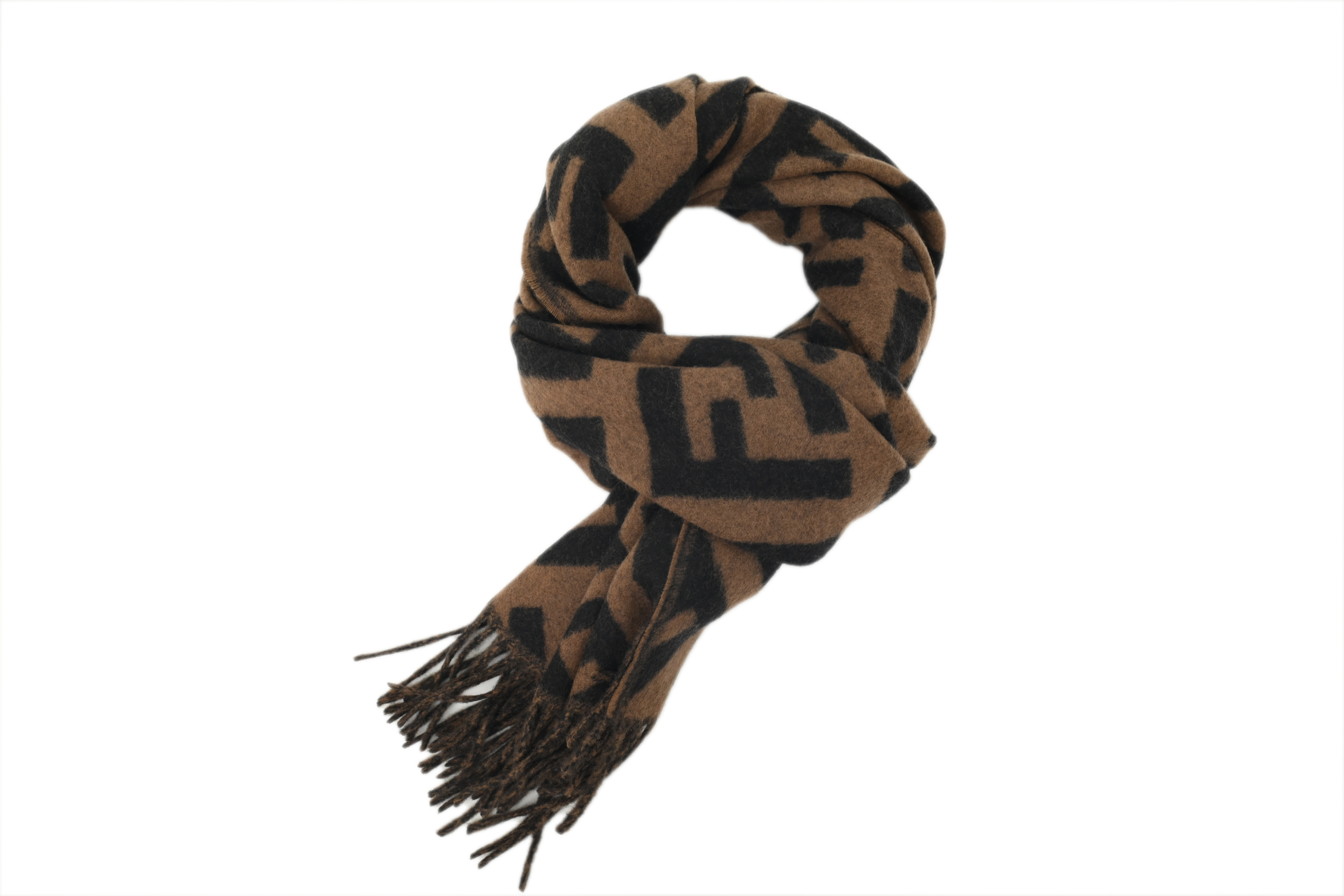 Fendi Suede Tassel Scarf Dark Brown