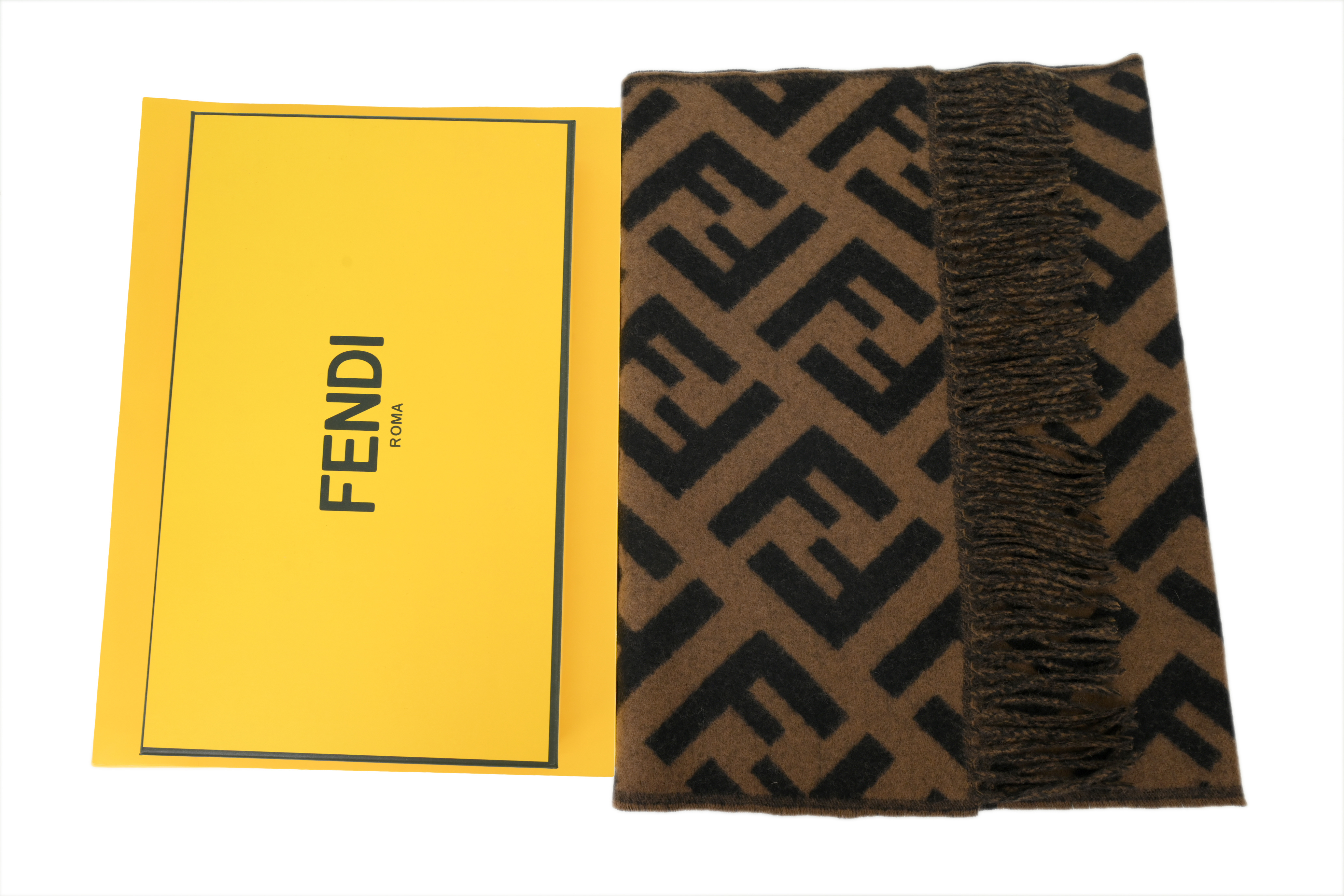 Fendi Suede Tassel Scarf Dark Brown