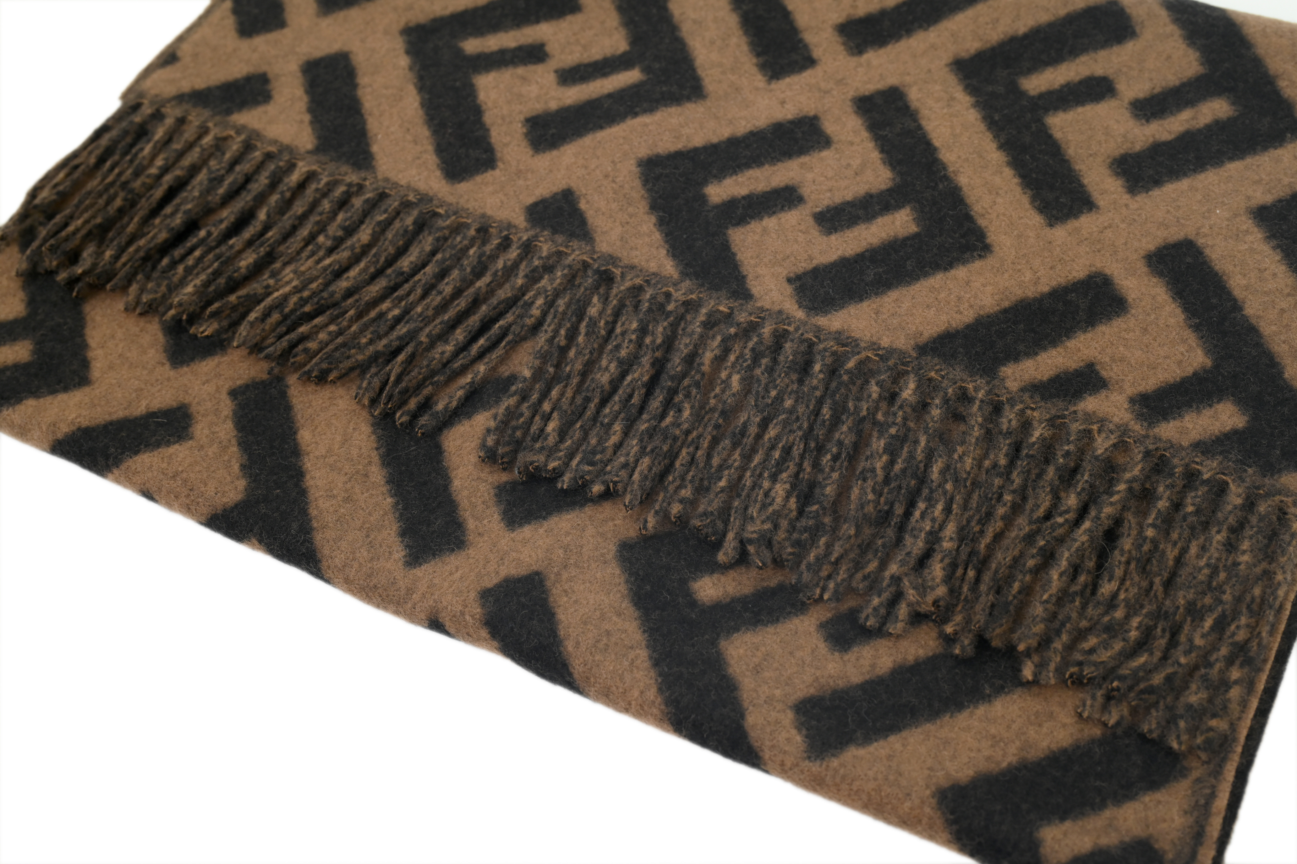Fendi Suede Tassel Scarf Dark Brown