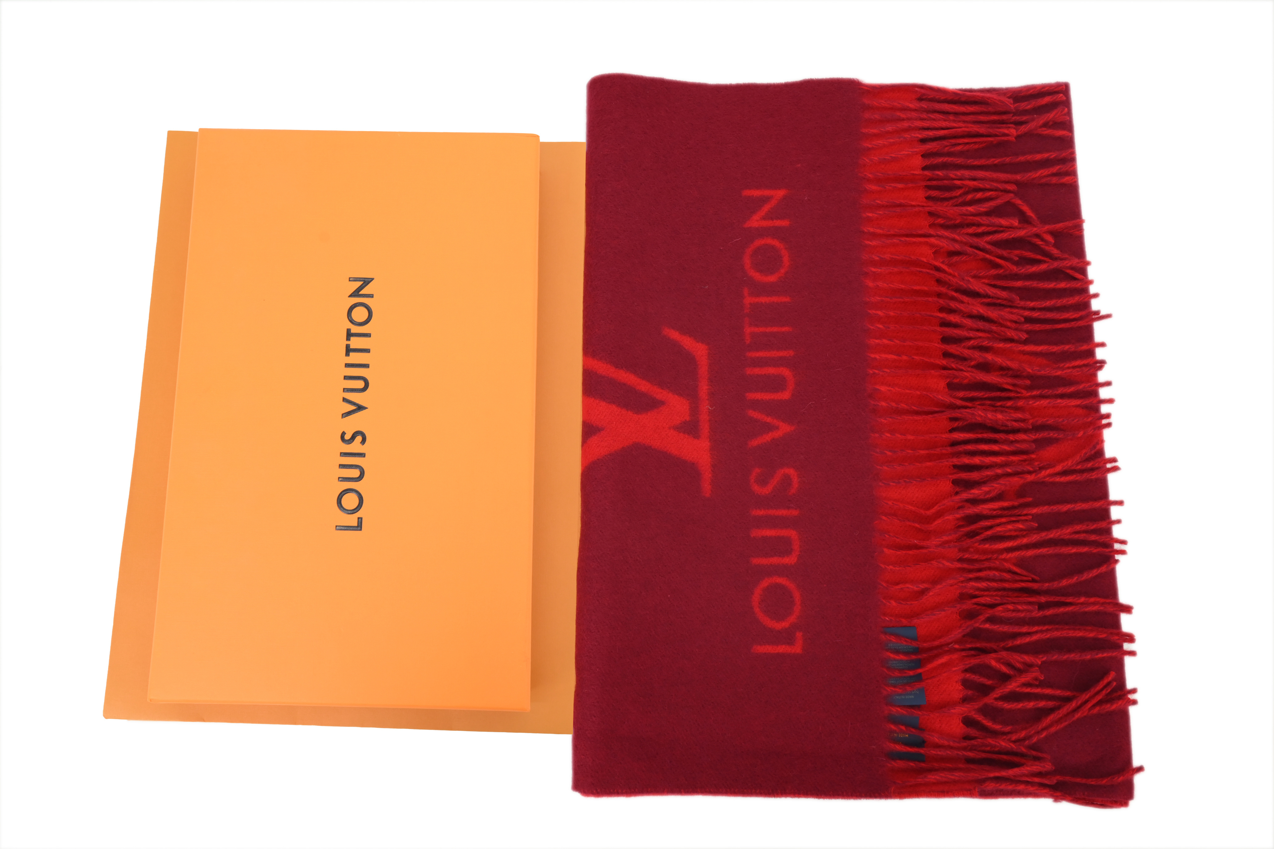 Louis Vuitton suede fringe scarf red