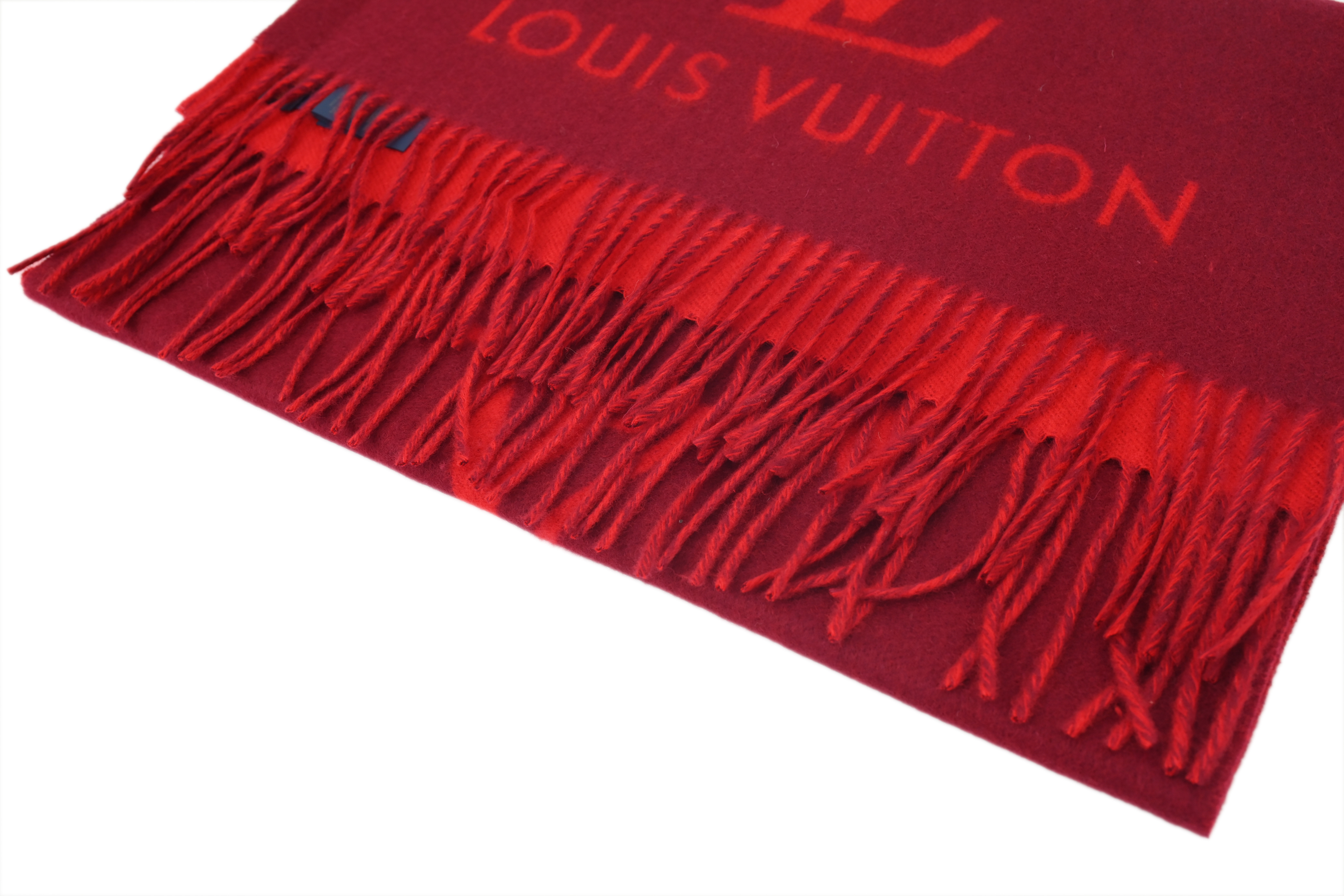 Louis Vuitton suede fringe scarf red