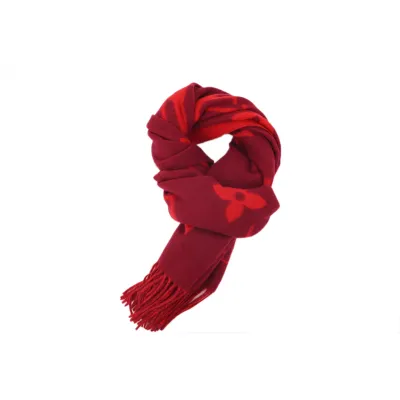Louis Vuitton suede fringe scarf red 01