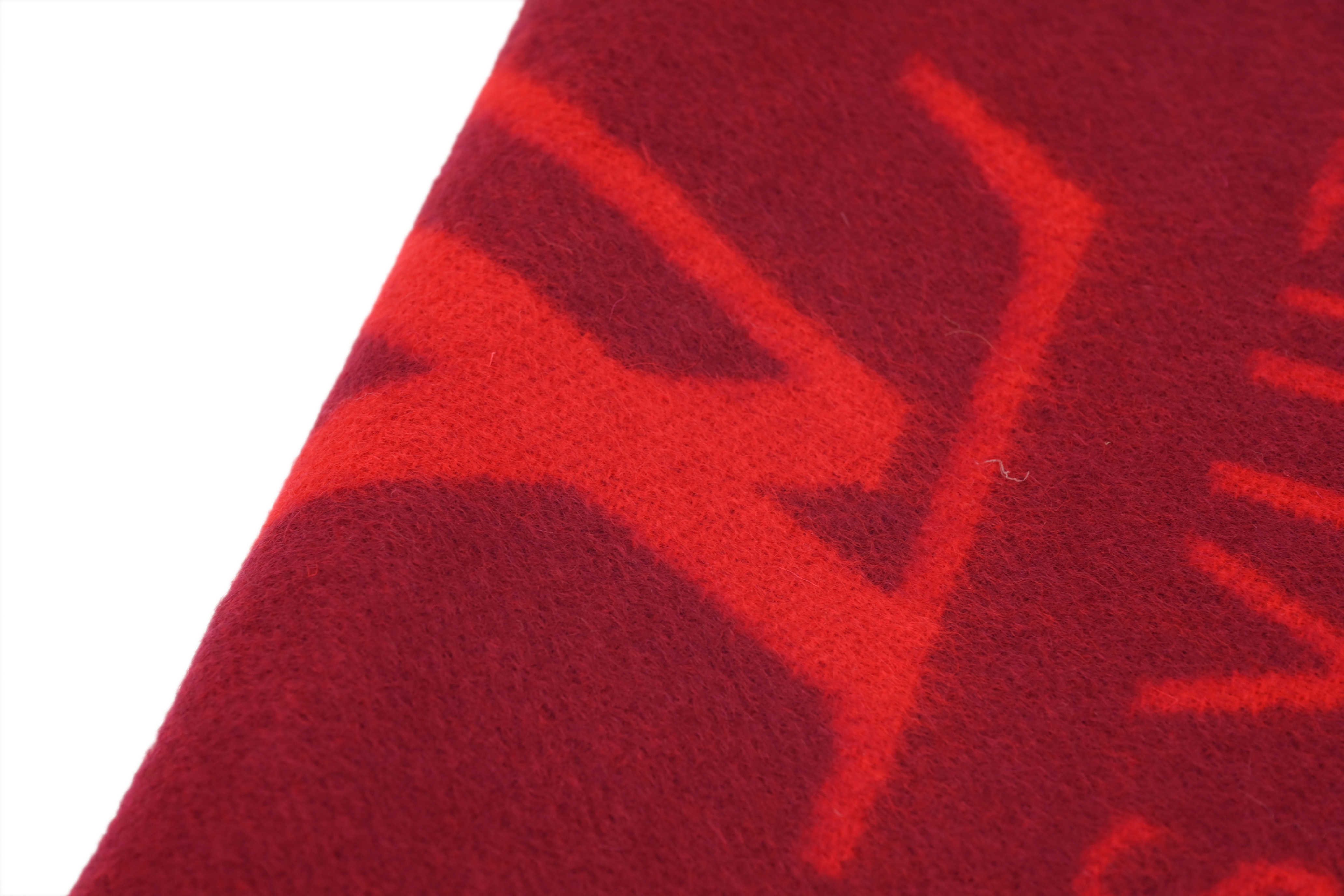 Louis Vuitton suede fringe scarf red