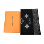 Louis Vuitton Suede Tassel Scarf Large Print Black