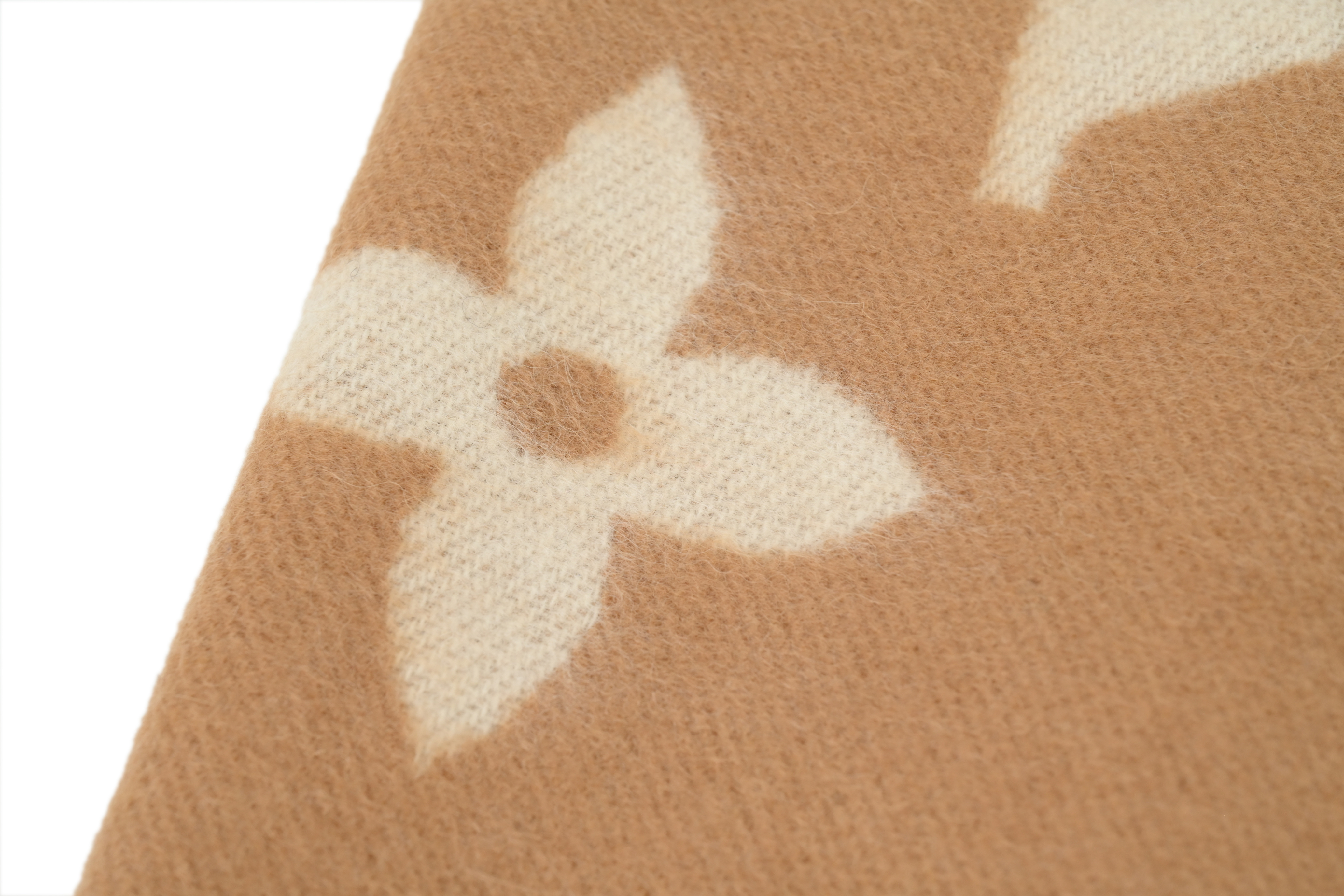 Louis Vuitton suede tassel scarf brown and white